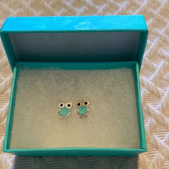 Turquoise Owl pierced earrings - Picture 1 of 3